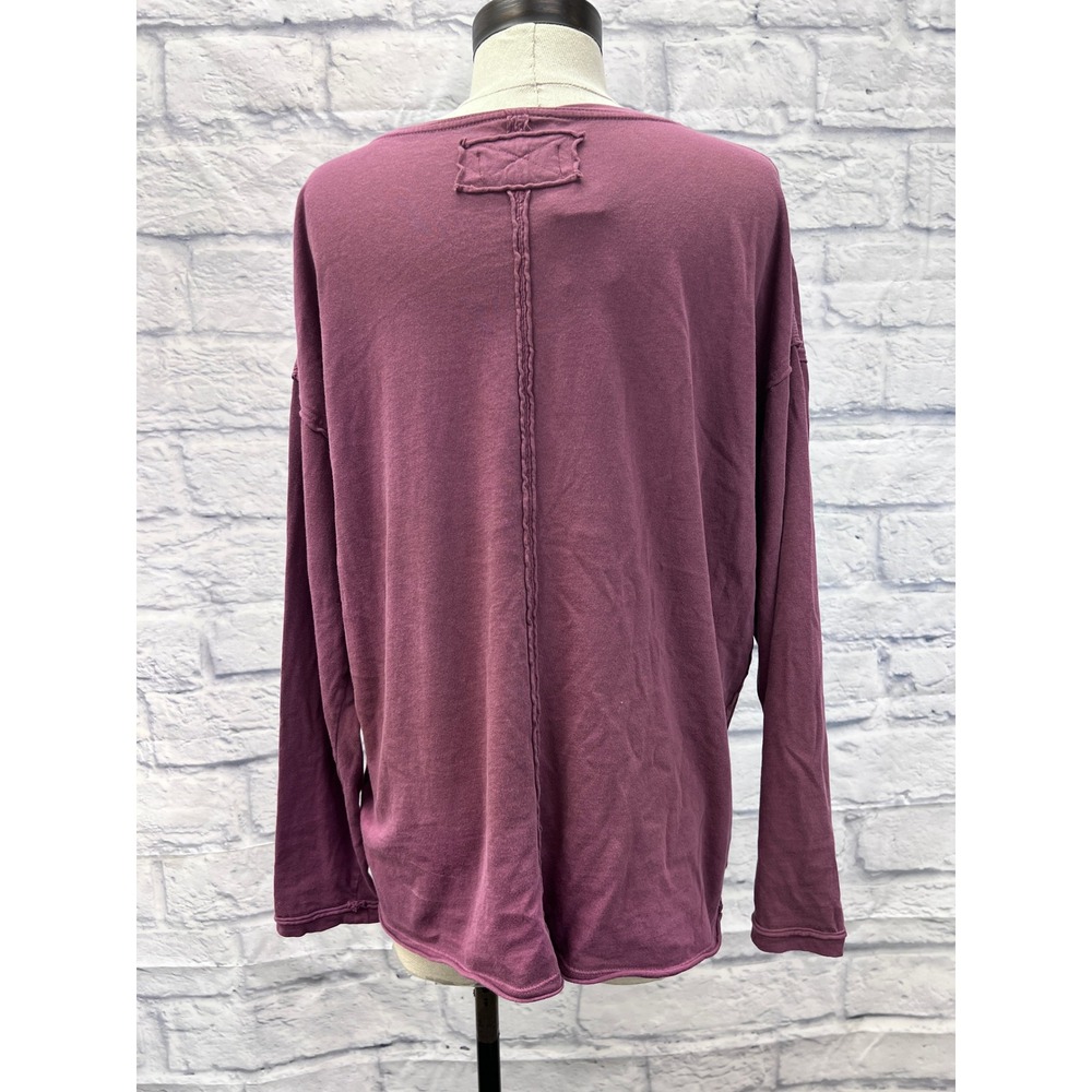 We The Free Top Womens XS Purple Good Long Sleeve Exposed Seam Cotton - Picture 2 of 6